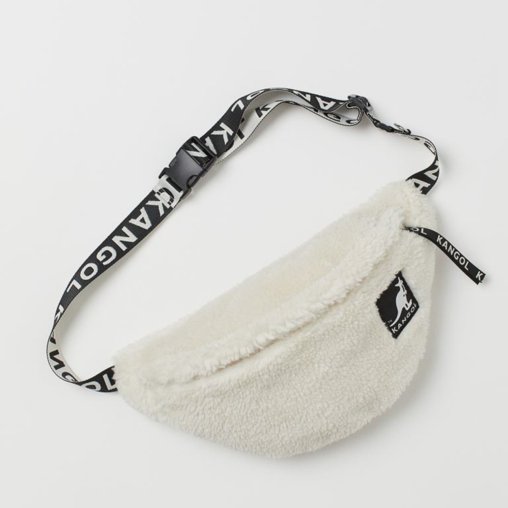 Kangol H&M faux shearling belt bag Fanny pack